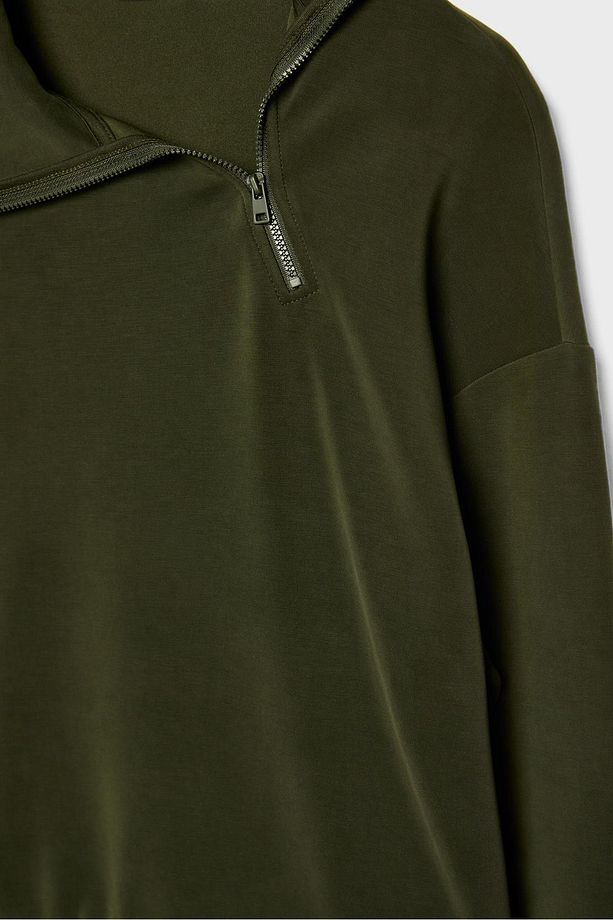Yumuşak Dokulu Yan Fermuarlı Sweatshirt - 8