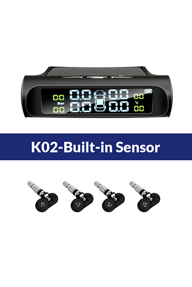 K02-مستشعر مدمج E-ACE يعمل بالطاقة الشمسية TPMS نظام مراقبة ضغط إطارات السيارة إنذار أمان السيارة - 1