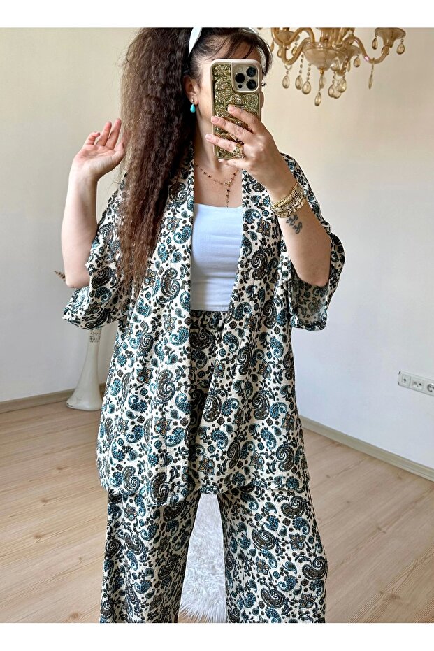 Shawl Pattern Kimono Set - 3