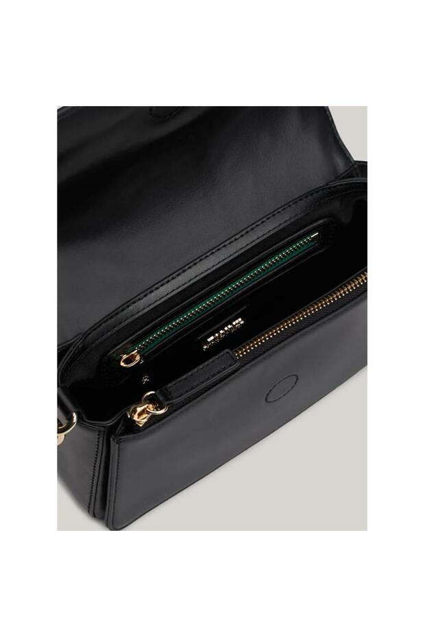 Kadın Örgülü Zincirli Deri Çapraz Çanta - Siyah - 3