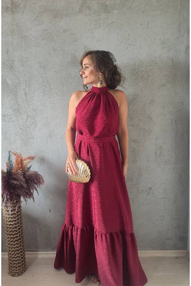 PUATİYELİ KEMERLİ ELBİSE - 1