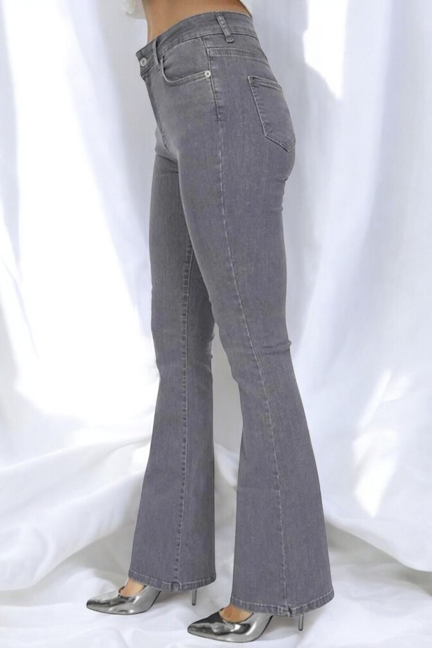 Cotilla Women's Gray Lycra High Waist Spanish Leg Jeans