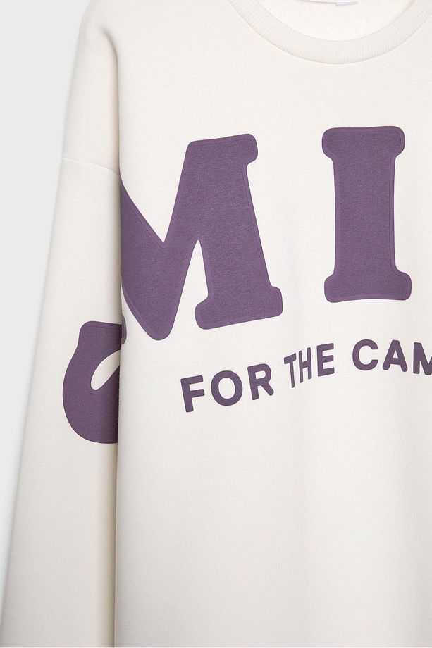 Smile Baskılı Oversize Sweatshirt - 8