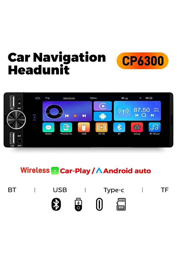 Universal MP5 Player 1DIN Universal MP5 6.36-Inch Car Radio Support Wireless Carplay Android AUTO AU
