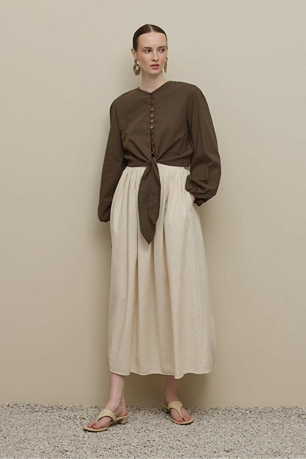 Brit Düğmeli Üst Haki - 1