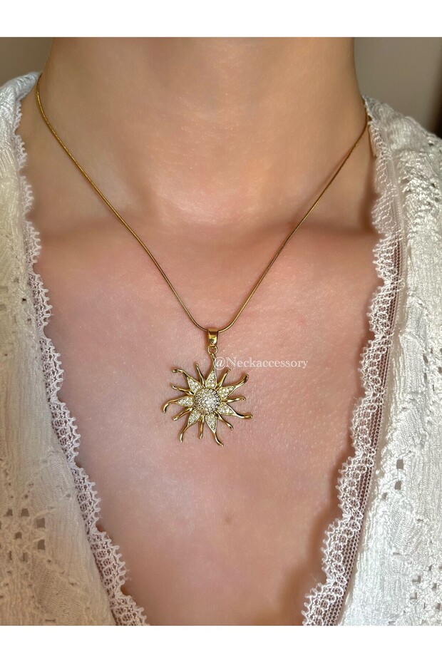 Çelik Güneş Model Kolye - 2