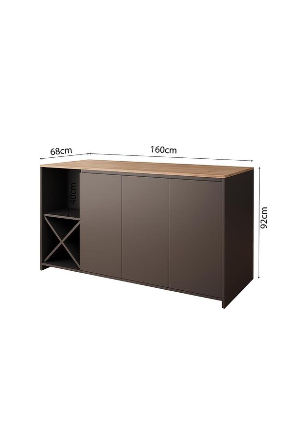 Gustav G4722 4 Adet Bar Tabureli Mutfak Adası Sepet Tabure Antrasit Ahşap Şaraplık Çok Amaçlı Dolap - 3