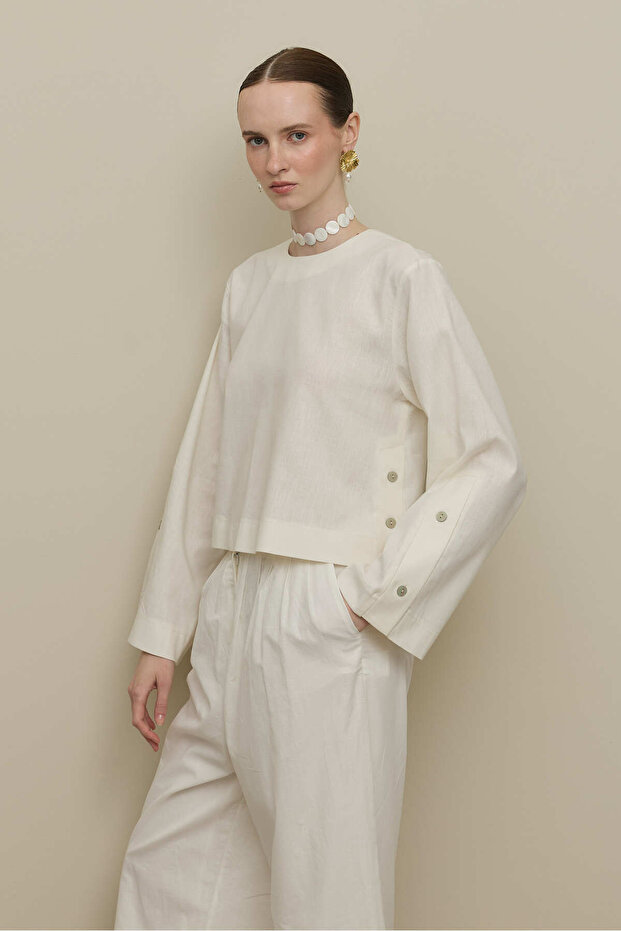 Basic Keten Üst Beyaz - 5