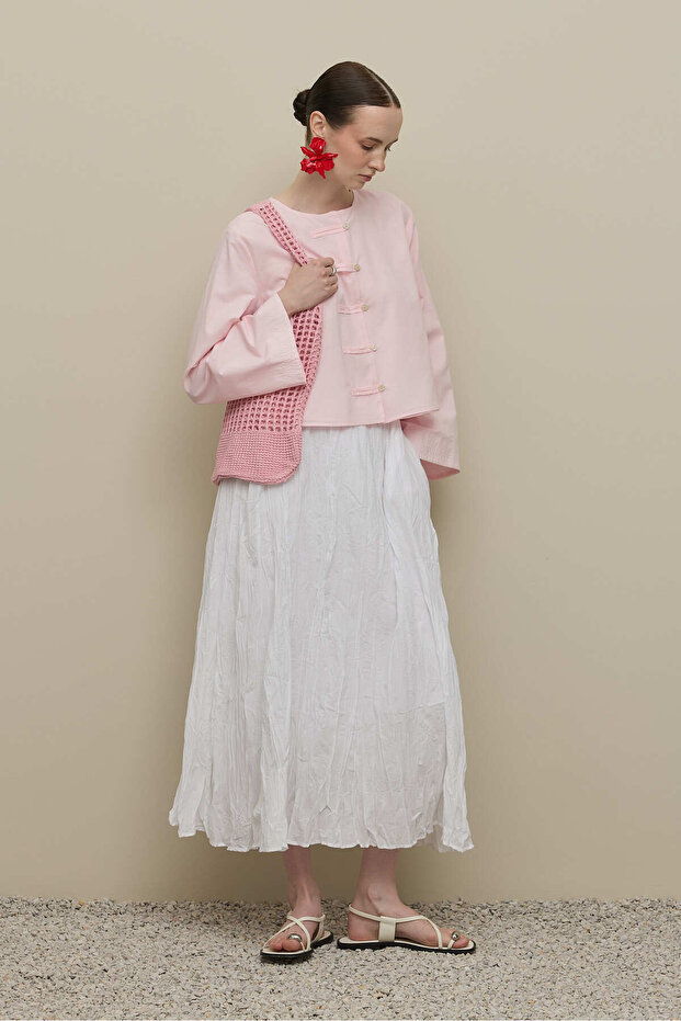 Geniş Britli Gömlek Pembe - 4