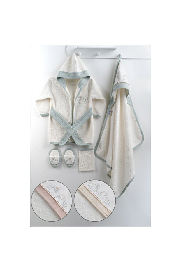 Baby Girl 0-12 Months Flower Bird Bathrobe Set-Set