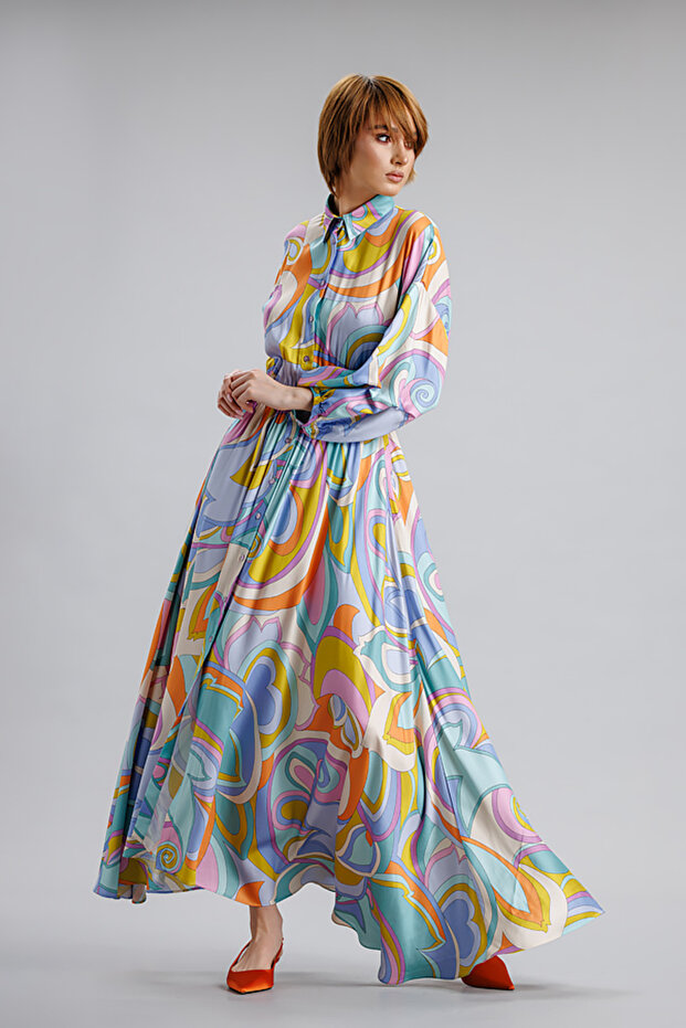 Rochie lunga, multicolora - 4