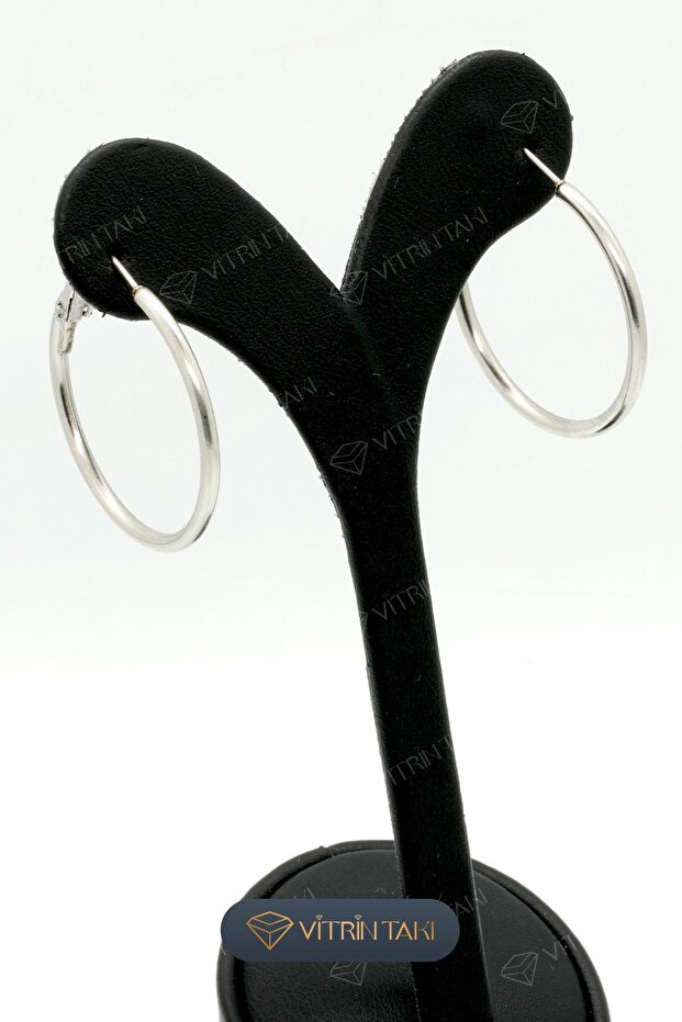 Gümüş Renk Halka Küpe - 3