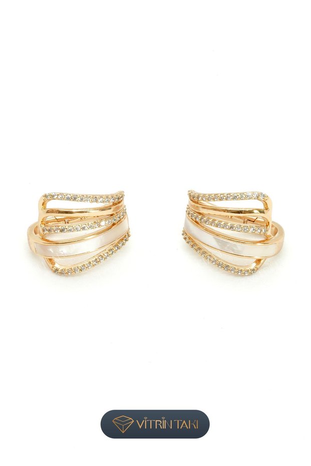 Gold Color Xuping Earrings with Stone Detail