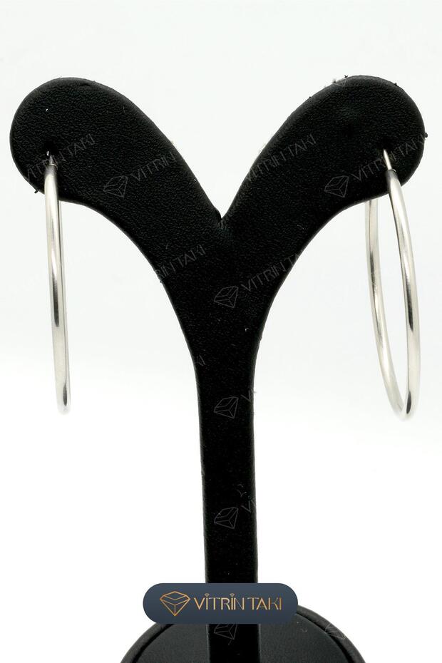 Gümüş Renk Halka Küpe - 3