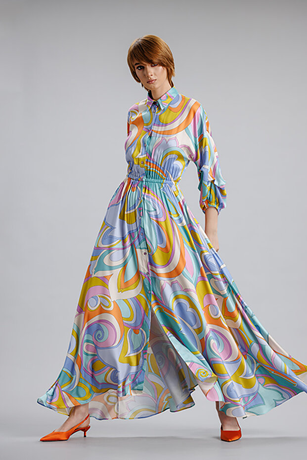 Rochie lunga, multicolora - 2