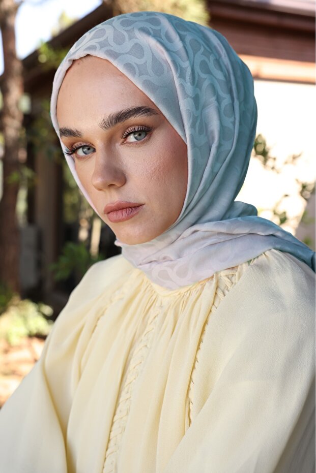 شال فالور سكارف بلوم بنمط أزرق ثلجي