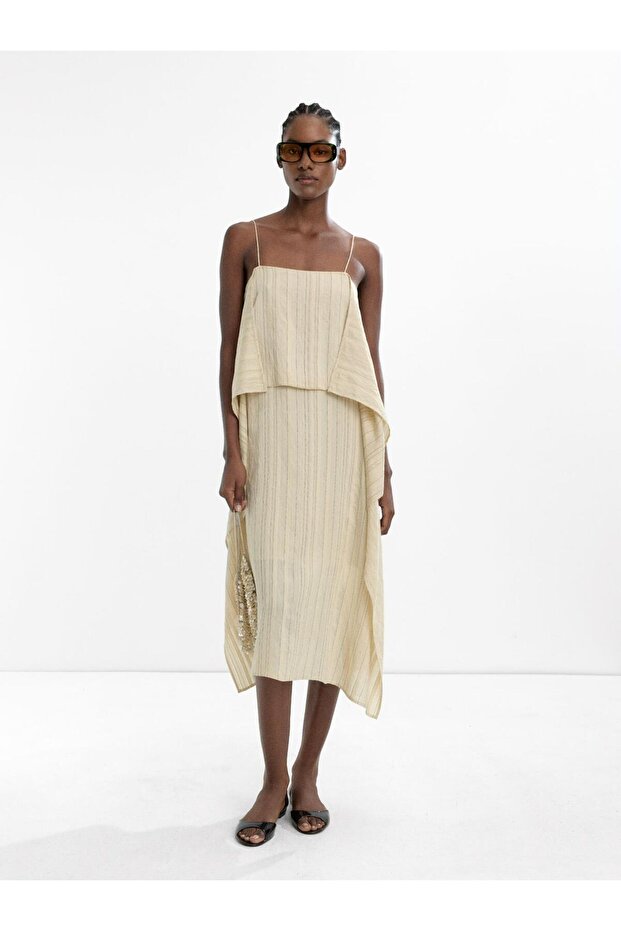 Çizgili Askılı Elbise - 1