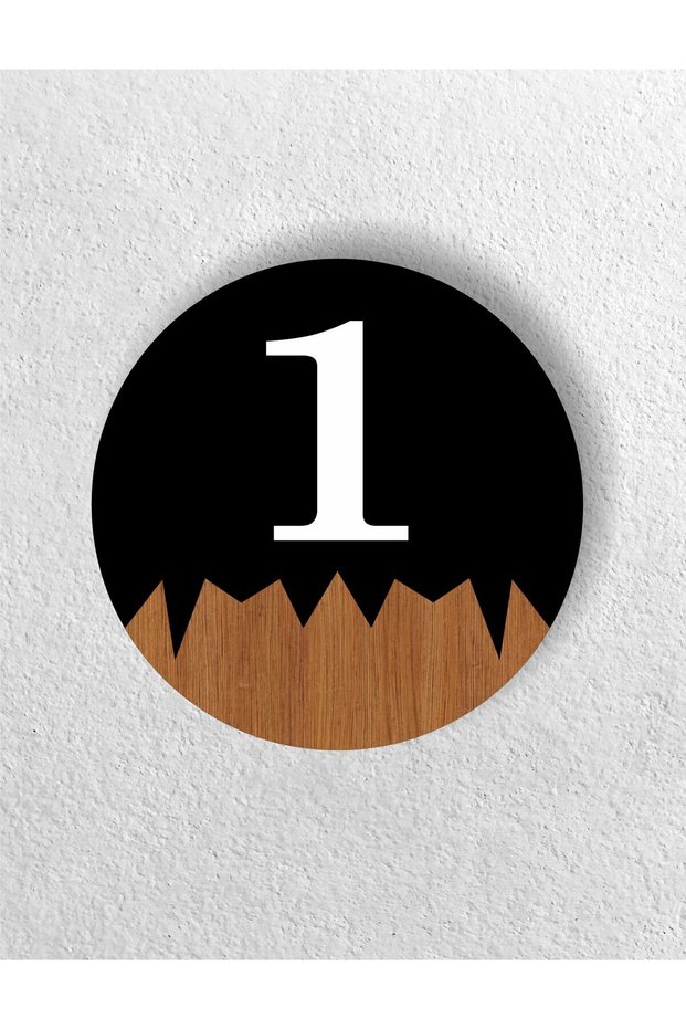 Site -Apartment Hotel Office Door Number -Round Black Composite - Wooden Apartment Door No: 1 One