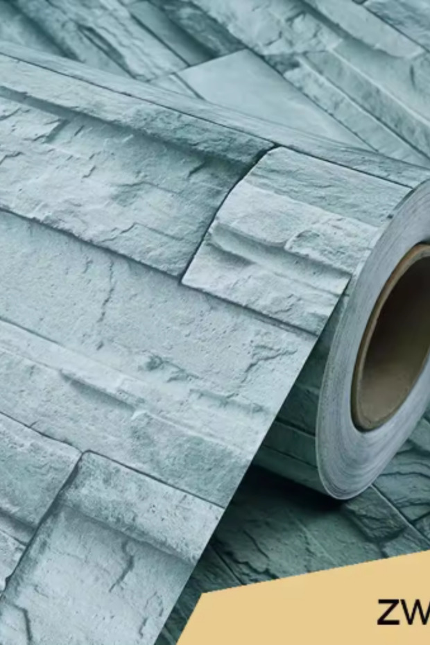 3 Metre Kendinden Yapışkanlı Suya ve Isıya Dayanıklı Tuğla Taş Desenli 3D Duvar Kağıdı - 3