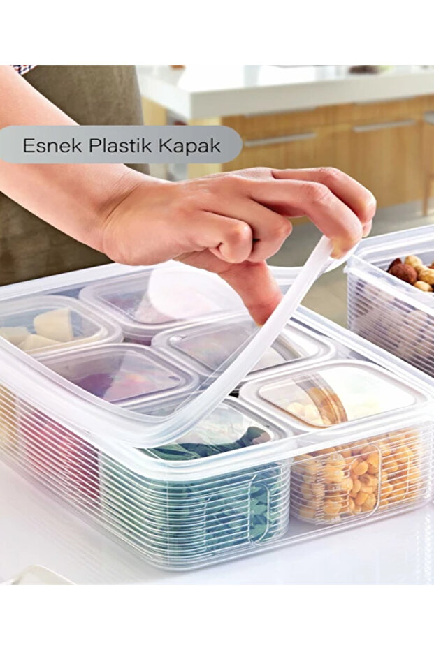 Breakfast Set with Lid and Compartments Anthracite 2.30 Lt + 0.25 Lt*6 (6+1)