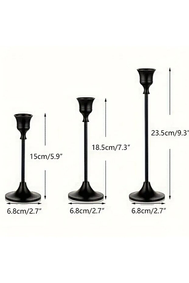 Siyah Şamdan, 3lü Vintage Şamdan, Pirinç Metal Şamdan - 4