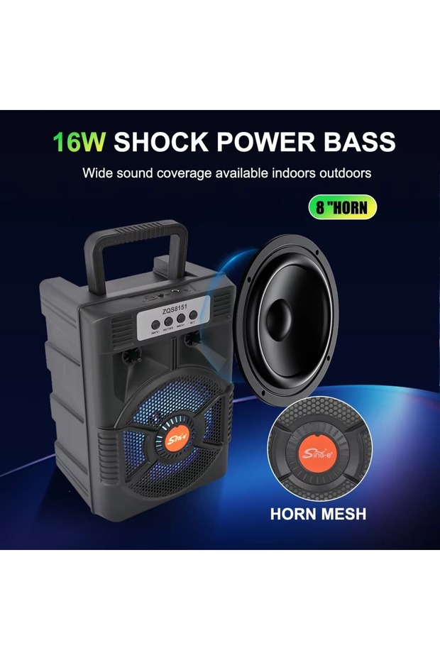 مكبر صوت SING-E ZQS 8151 محمول بتقنية البلوتوث مع ميكروفون - 2