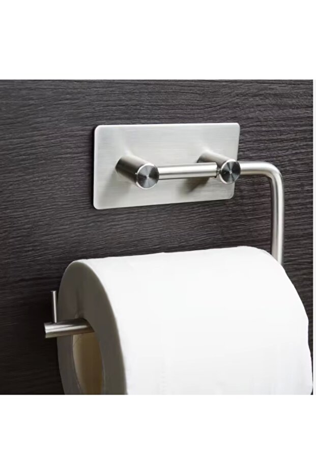 Toilet Paper Roll Holder Adhesive Double Rod Stainless Steel Chrome Color