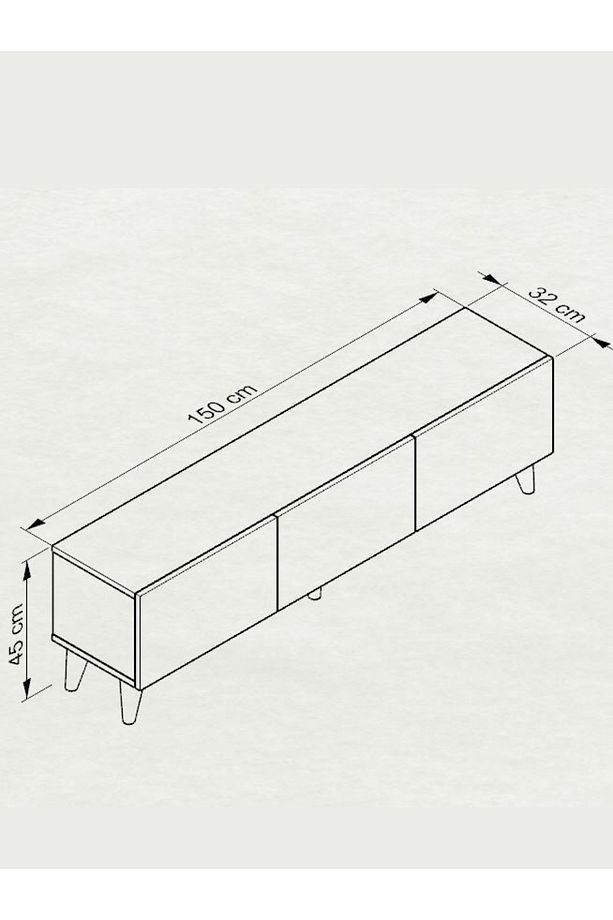 Line Tv Ünitesi 150 cm Üç Kapaklı MDF Kapak Raflı Ayaklı TV Sehpası - 5