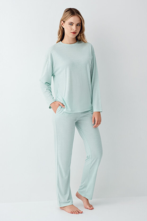 Ženski zeleni pidžama set - 2