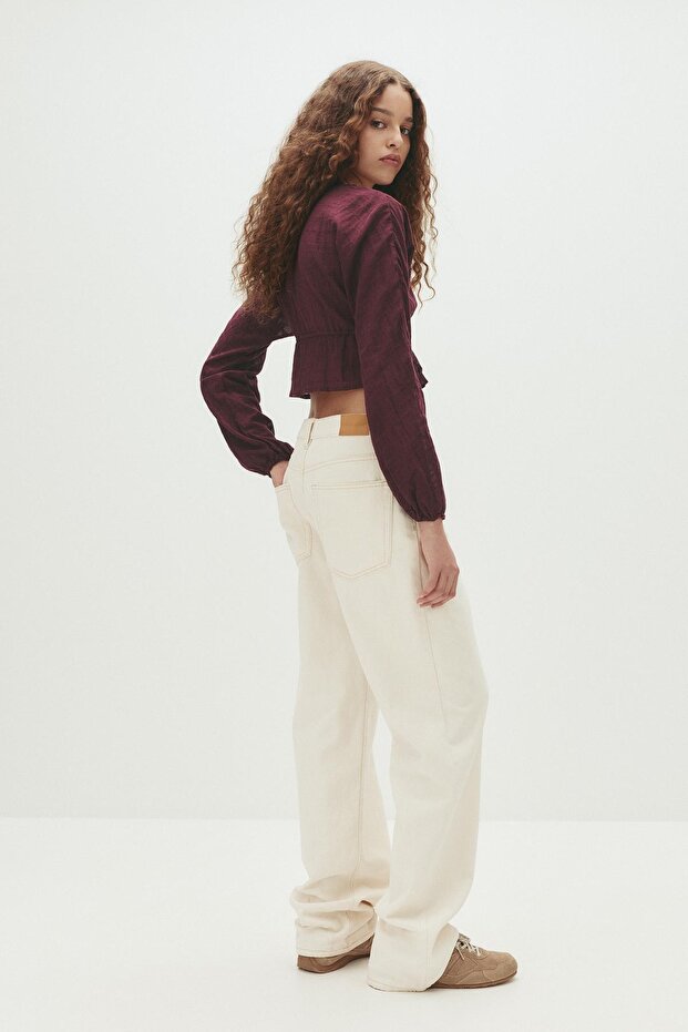 Bağlama detaylı boncuklu bluz - 4