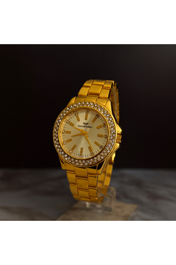 Women's Metal Wristwatch with Stone Detail