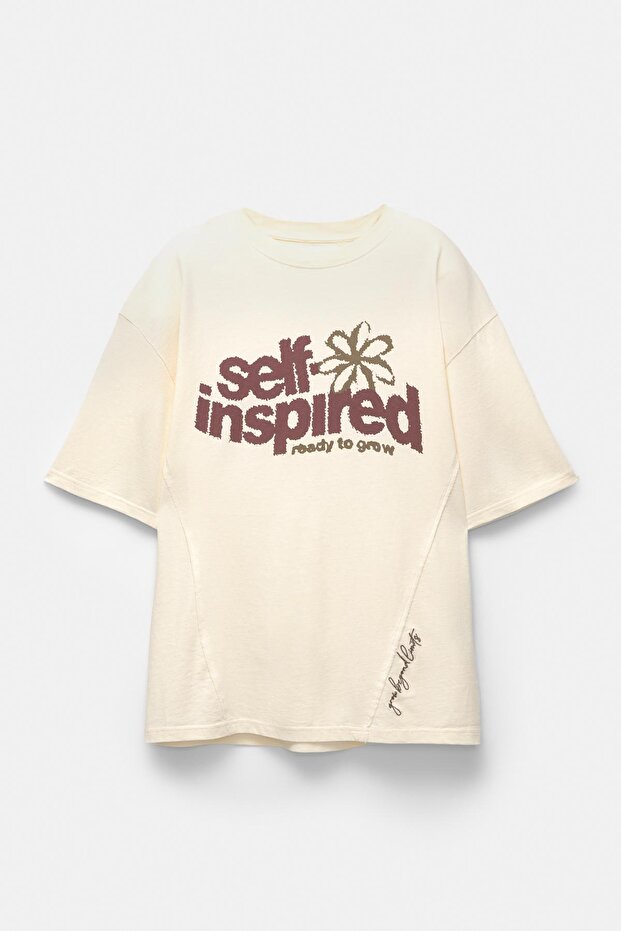 Çiçek grafikli t-shirt - 4