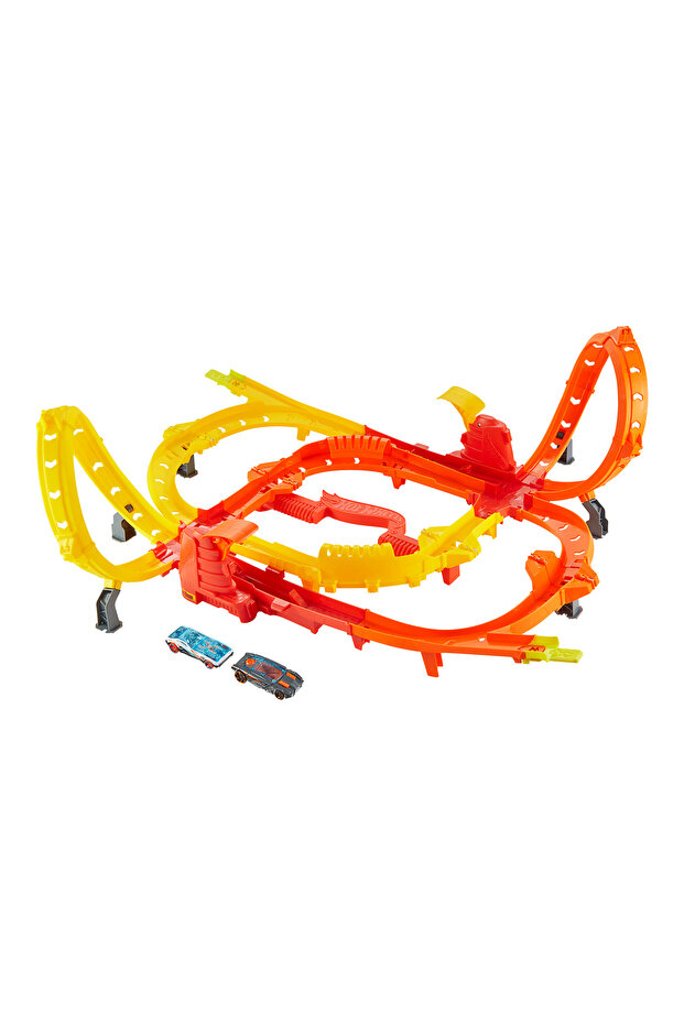 Hot Ones Turbo Play Track and 2 Toy Cars in 1:64 Scale