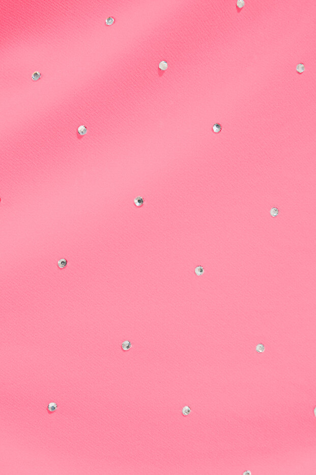 Pembe Parlak Taş Basklı Süper Mini Elbise TPRAW25EL00192 - 7
