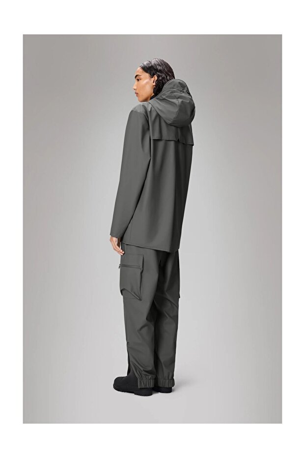 Waterproof jacket is cut from Rains’ signature PU fabric and features ultrasonically welded seams. - 3