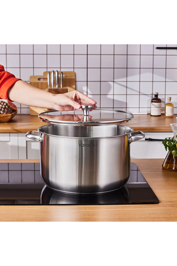 Elite rozsdamentes acél indukciós főzőedény fedővel, 30 cm, ezüst színű - 4