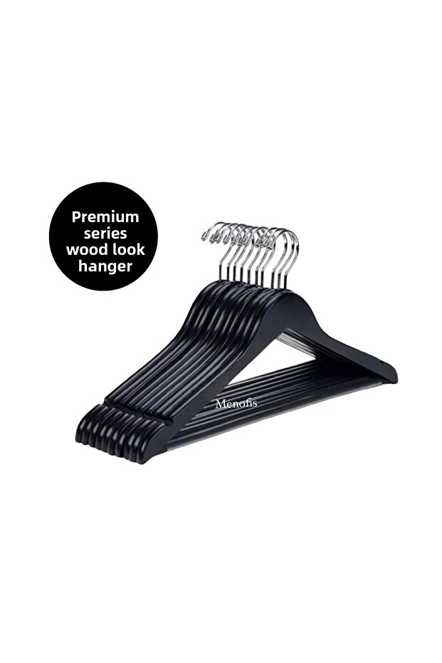 Black Wooden Look Hanger 12 Pieces Special Premium Series