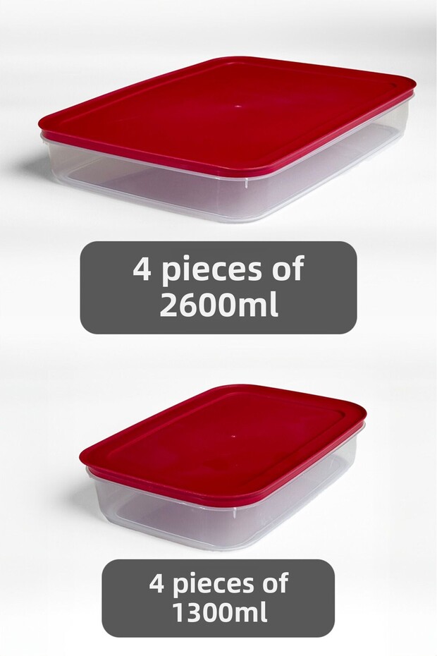 8-Piece Refrigerator Organizer - 4 X 2600 ml and 4 X 1300 ml Storage Container for Microwave, Freezer and - 2