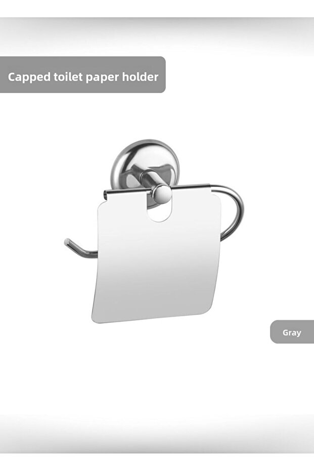 Chrome stainless steel toilet paper holder with lid and hanging bracket