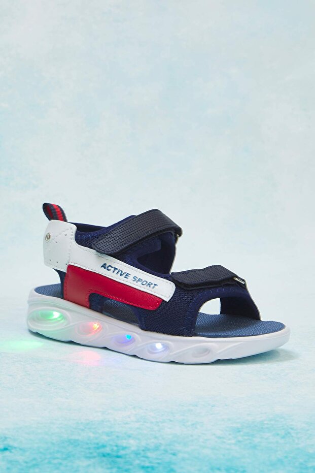 Lacivert Işıklı Küçük Erkek Çocuk Kids Spor Sandalet TAKSS25SD00071 - 1
