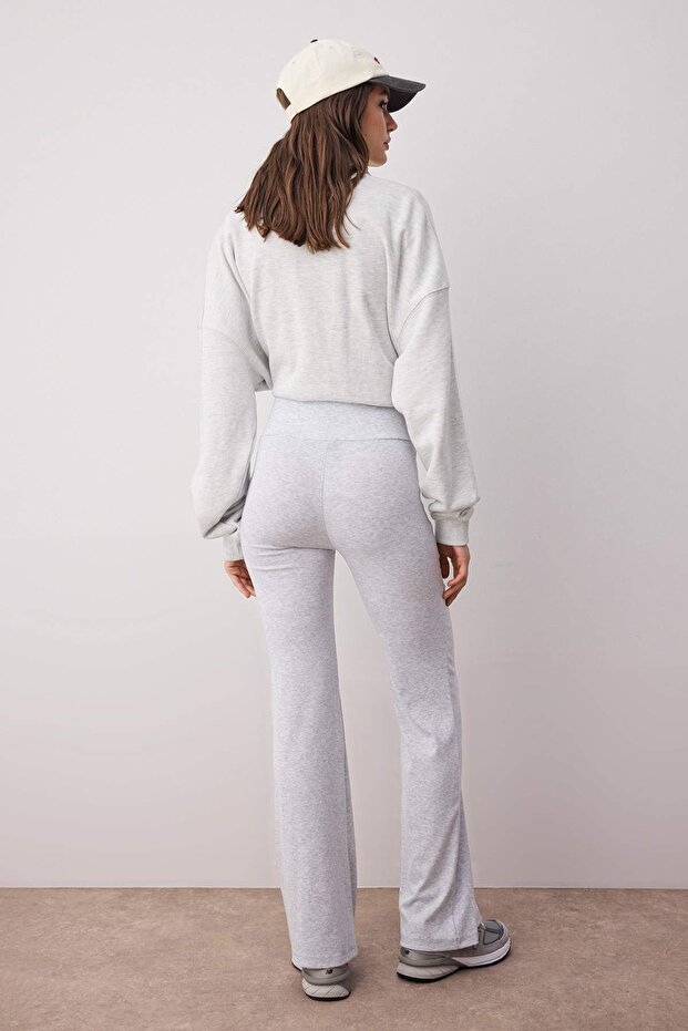 Gri Melanj- Siyah İspanyol Paça 2'li Paket Pantolon TWOAW26PL00057 - 4