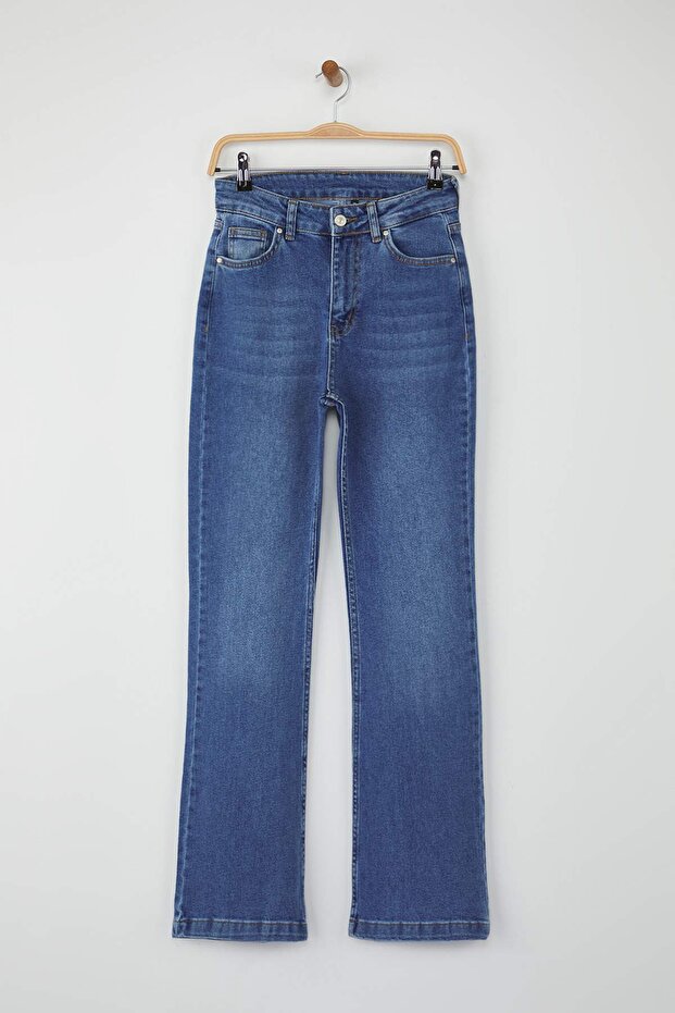 Mavi Yüksek Bel Comfort/Esnek İspanyol Paça Flare Jeans TWOAW26JE00047 - 5