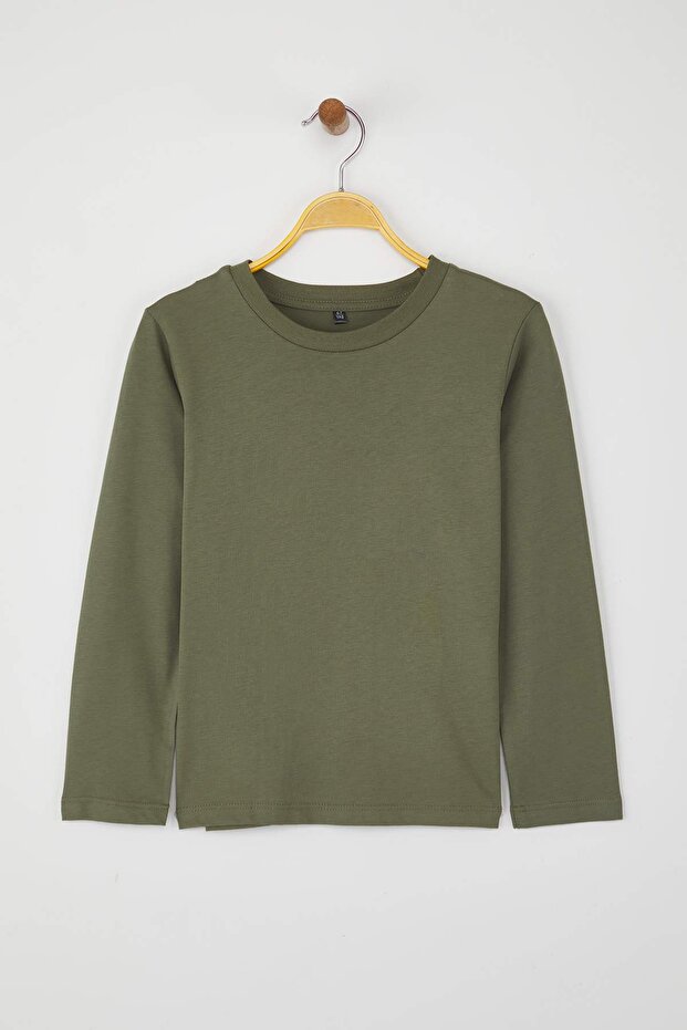 Siyah-Taş-Haki 100% Pamuk 3'lü Düz/Basic Regular Örme Erkek Çocuk Okul T-Shirt TKDAW26TS00004 - 5