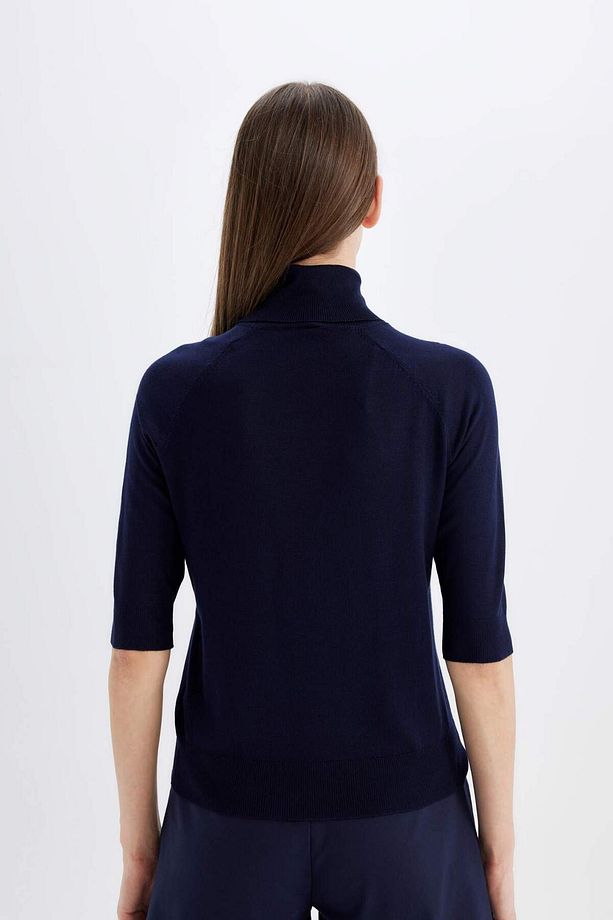 Regular Fit Balıkçı Yaka Yarım Kol Basic Düz Triko Kazak U8280AZ24AU - 6