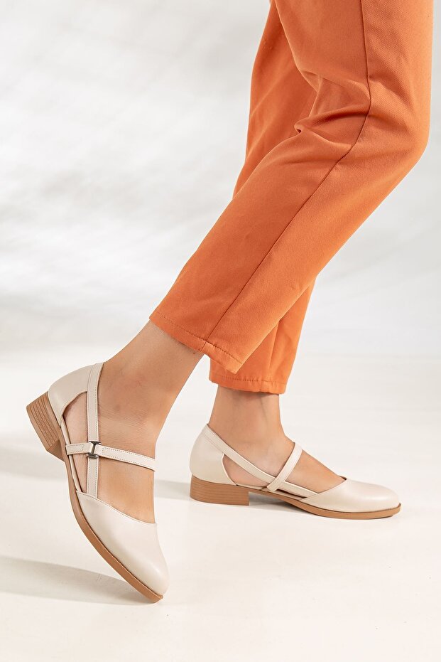 Béžové topánky Mary na nízkom podpätku - 5