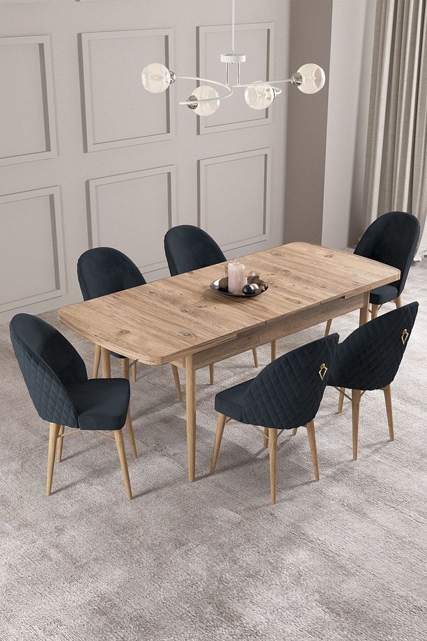 Calvin Atlantik 80x132 Mdf Açılabilir Mutfak Masası Takımı 6 Adet Sandalye - 2