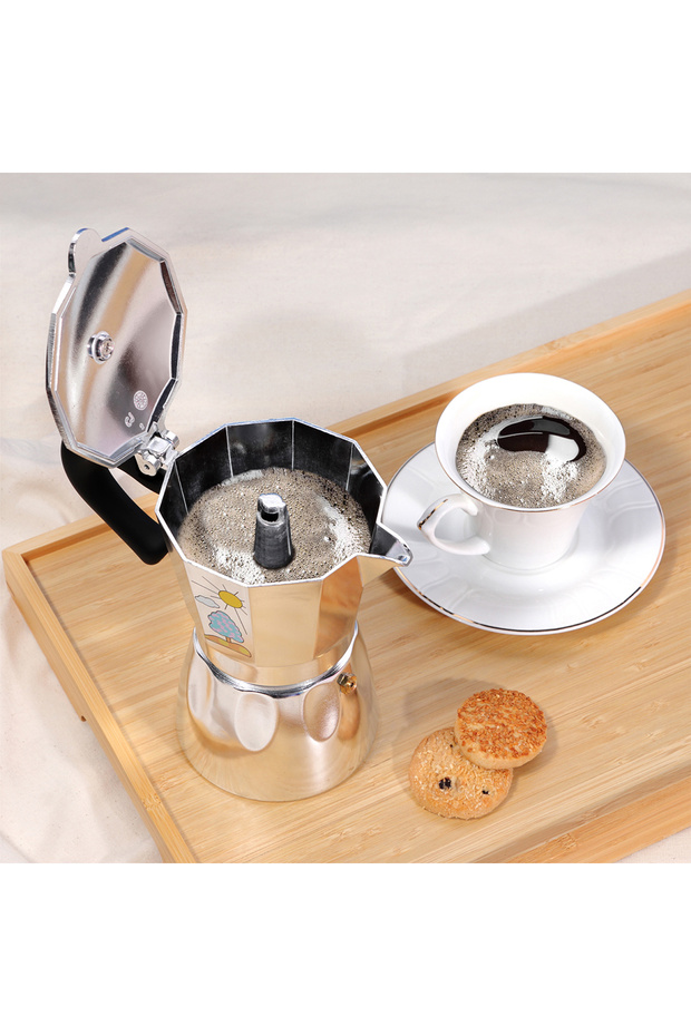 Stainless Steel Espresso Coffee Stovetop Maker Pot 6 Cups, 8 oz - 6