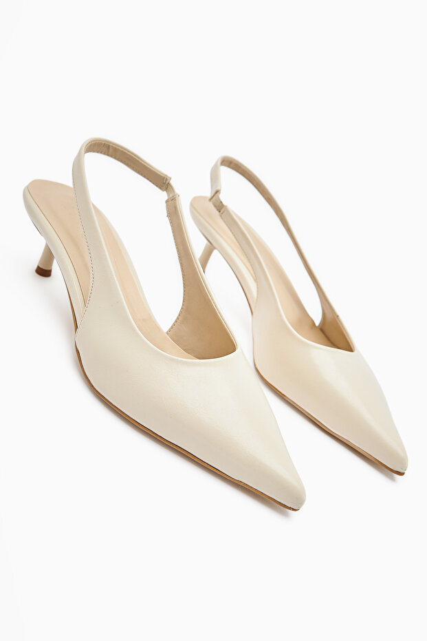 Sanni Beige Pointed Toe Women's Heeled Sandals