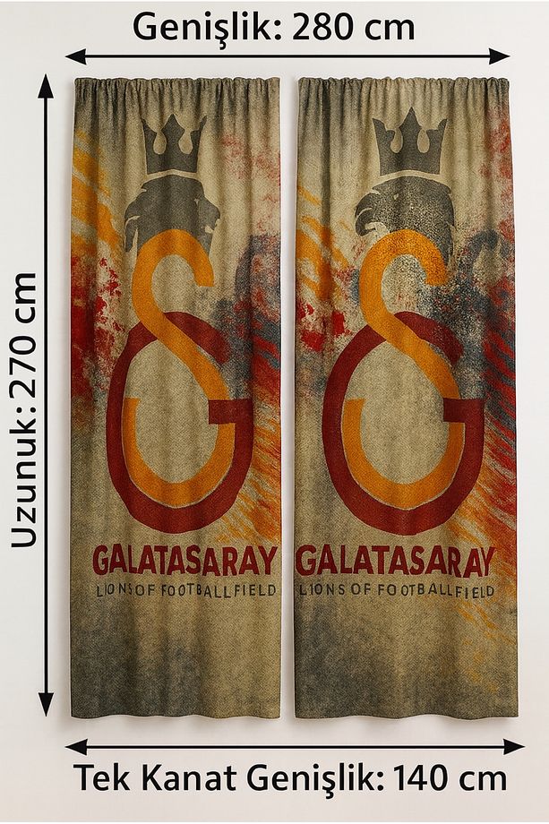 Taraftar Genç Odası 3’lü Set - Halı + Fon Perde (Çift Kanat) Plaj Havlusu Hediyeli - 2