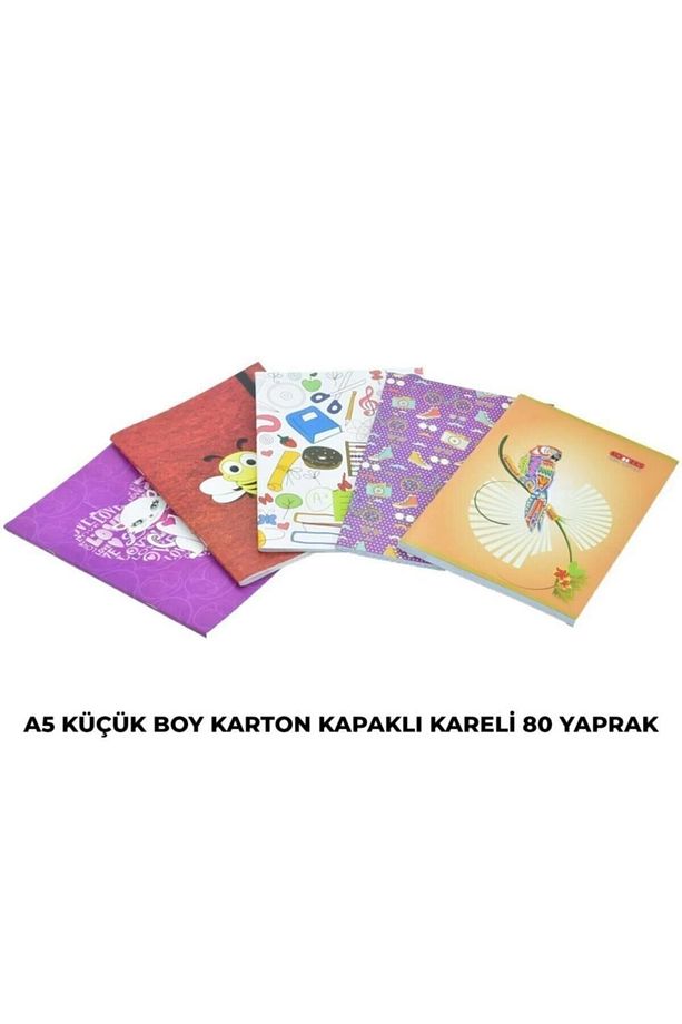 Karton Kapaklı 80 Yp. Kareli A5 Defter - 3